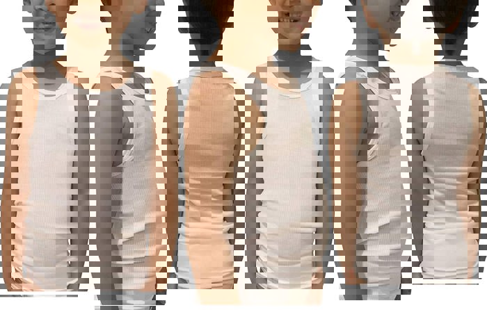 Boy's Multi-Item Pack of White Cotton Blend Tank Top Undershirts