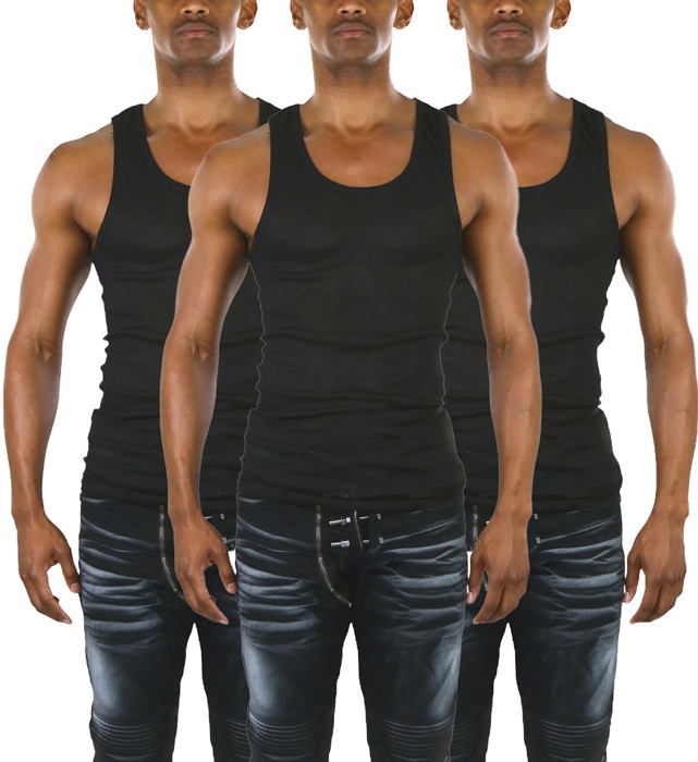 Men's Cotton Blend Slim Fit Shallow Scoop Neck Sleeveless A-Shirts