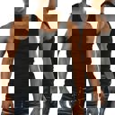 Large 3 Pack: Black Men's Cotton Blend Slim Fit Shallow Scoop Neck Sleeveless A-Shirts