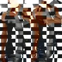 Large 3 Pack: Black Men's Cotton Blend Slim Fit Shallow Scoop Neck Sleeveless A-Shirts