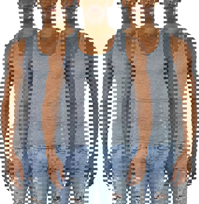 Men's Cotton Blend Slim Fit Shallow Scoop Neck Sleeveless A-Shirts