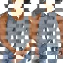 Large 3 Pack: Heather Grey Men's Cotton Blend Slim Fit Shallow Scoop Neck Sleeveless A-Shirts
