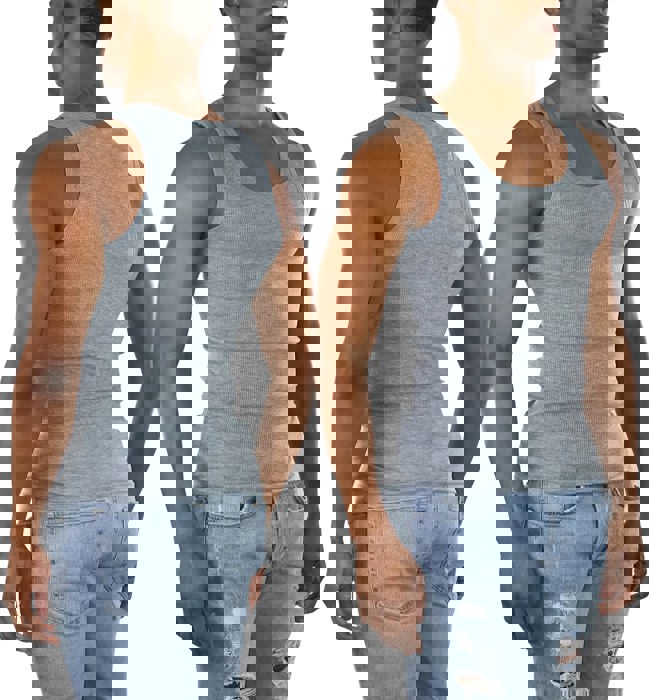 Men's Cotton Blend Slim Fit Shallow Scoop Neck Sleeveless A-Shirts