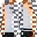 Large 3 Pack: White Men's Cotton Blend Slim Fit Shallow Scoop Neck Sleeveless A-Shirts