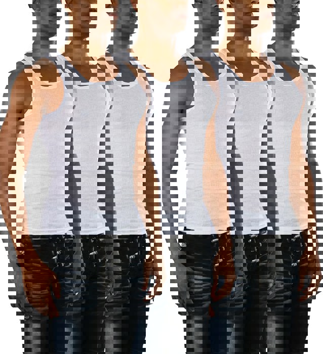 Men's Cotton Blend Slim Fit Shallow Scoop Neck Sleeveless A-Shirts