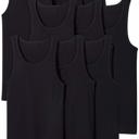 Large 9 Pack: Black Men's Cotton Blend Slim Fit Shallow Scoop Neck Sleeveless A-Shirts