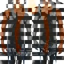 Medium 9 Pack: Black Men's Cotton Blend Slim Fit Shallow Scoop Neck Sleeveless A-Shirts