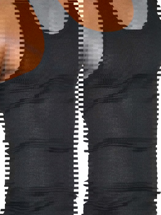 Men's Cotton Blend Slim Fit Shallow Scoop Neck Sleeveless A-Shirts