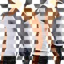 Large 9 Pack: Heather Grey Men's Cotton Blend Slim Fit Shallow Scoop Neck Sleeveless A-Shirts