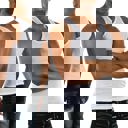 Large 9 Pack: Heather Grey Men's Cotton Blend Slim Fit Shallow Scoop Neck Sleeveless A-Shirts