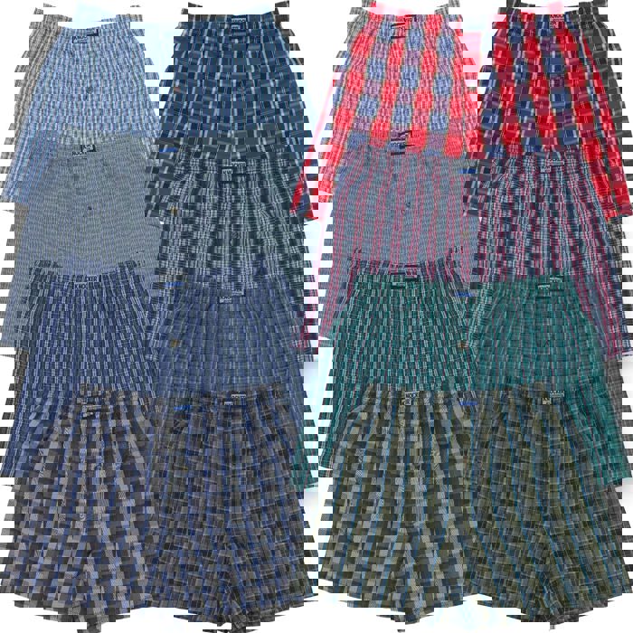 Men's Multi-Pack of Loose Fit Tartan Plaid Boxer Shorts w/Button Fly
