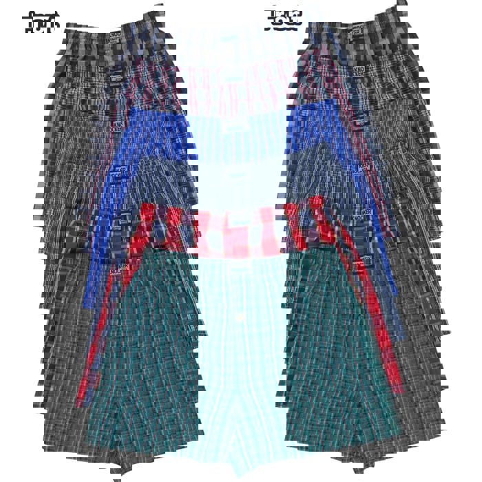 Men's Multi-Pack of Loose Fit Tartan Plaid Boxer Shorts w/Button Fly