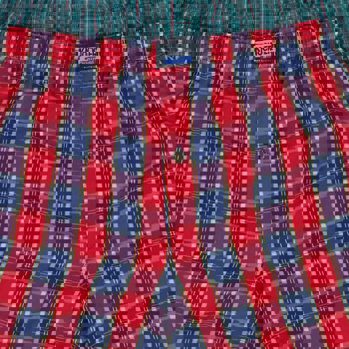 Men's Multi-Pack of Loose Fit Tartan Plaid Boxer Shorts w/Button Fly
