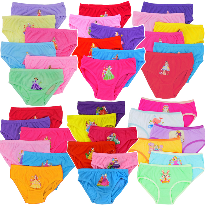 Girls' Pack of 6 Random Assorted Print Cotton Bikini Panties