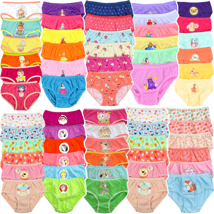 Girls' Pack of 6 Random Assorted Print Cotton Bikini Panties