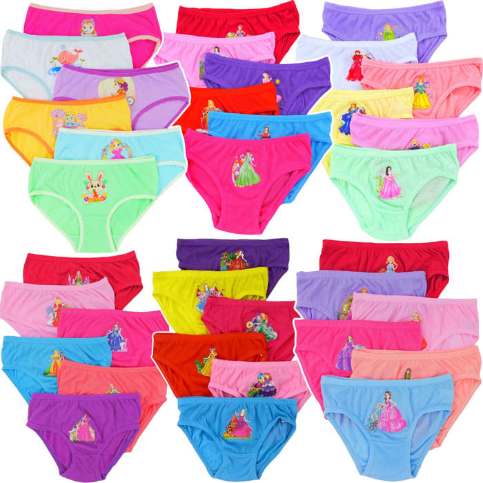 Girls' Pack of 6 Random Assorted Print Cotton Bikini Panties