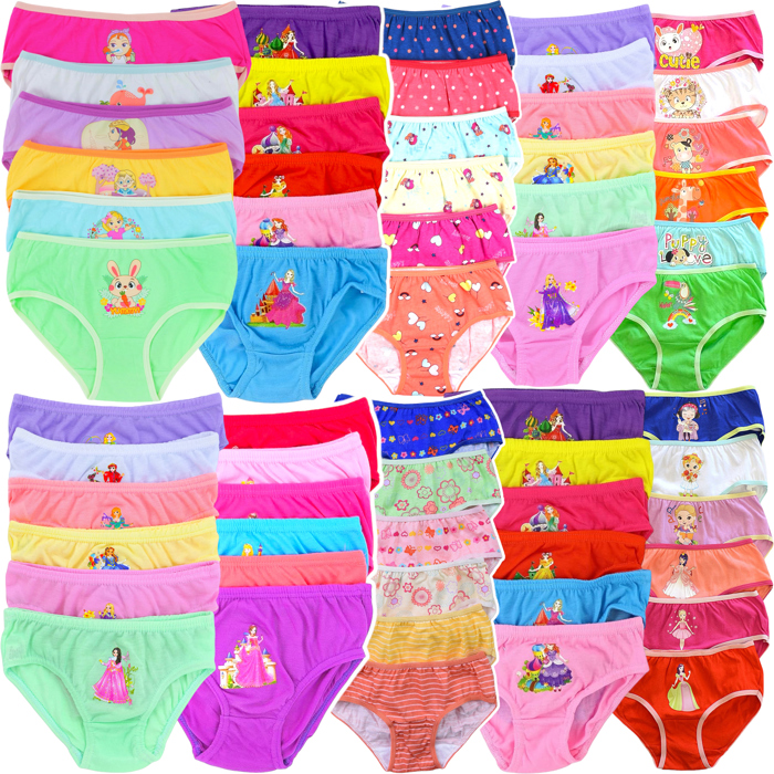 Girls' Pack of 6 Random Assorted Print Cotton Bikini Panties