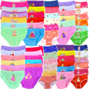 M 6 Pack: Randomly Assorted Girls' Pack of 6 Random Assorted Print Cotton Bikini Panties