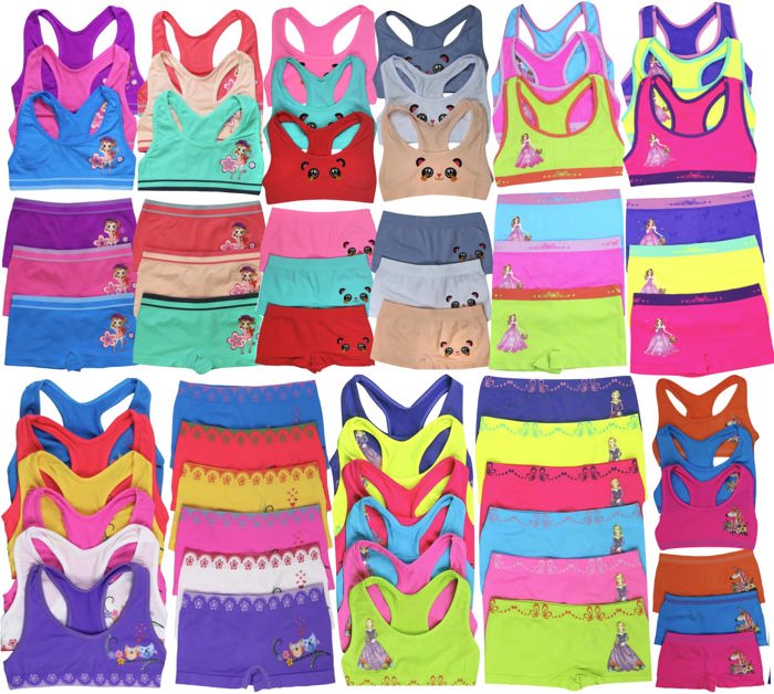 Girl's 12 Piece set of 6 Matching Racerback or Cami Tops and Bottoms