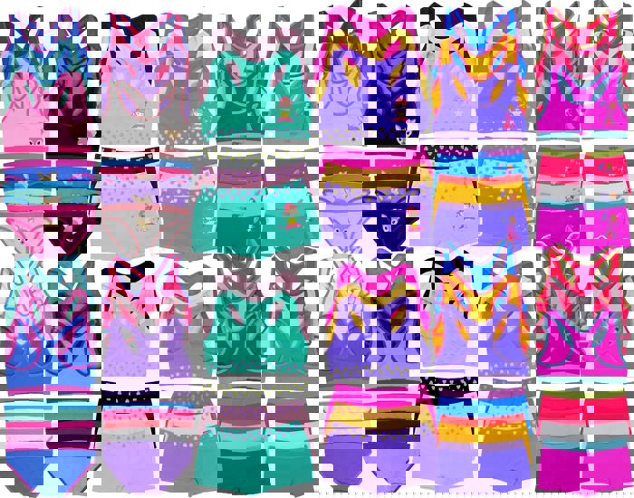 Girl's 12 Piece set of 6 Matching Racerback or Cami Tops and Bottoms