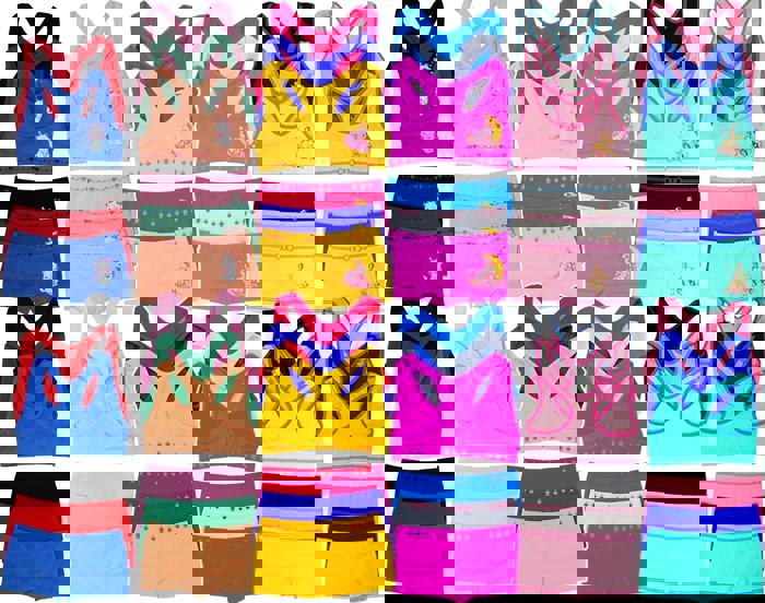 Girl's 12 Piece set of 6 Matching Racerback or Cami Tops and Bottoms