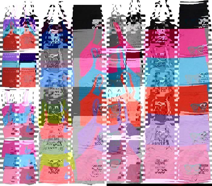 Girl's 12 Piece set of 6 Matching Racerback or Cami Tops and Bottoms