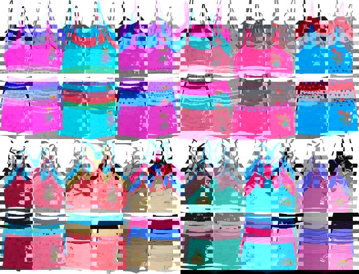Girl's 12 Piece set of 6 Matching Racerback or Cami Tops and Bottoms