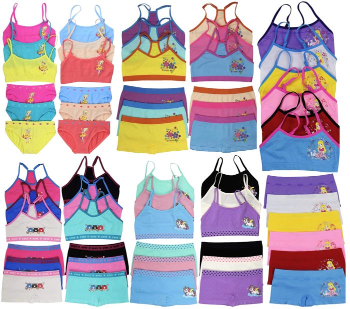 Girl's 12 Piece set of 6 Matching Racerback or Cami Tops and Bottoms