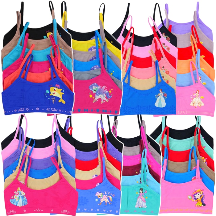 Girls' Multi-Item Pack of Random Print Racerback or Cami Training Bras Tops