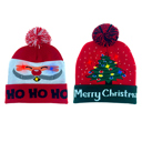 Santa and Tree 2-Pack: Colorful Warm LED Christmas Holiday Pom Pom Beanie Hat Winter Knit