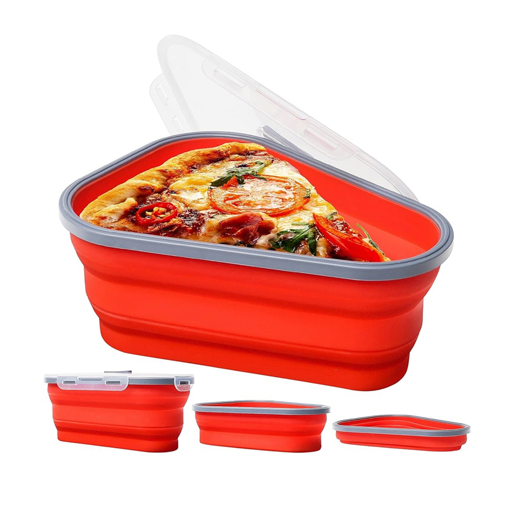 2-Pack: Collapsible Adjustable The Perfect Reusable Pizza Storage Container with 5 Microwavable Serving Trays