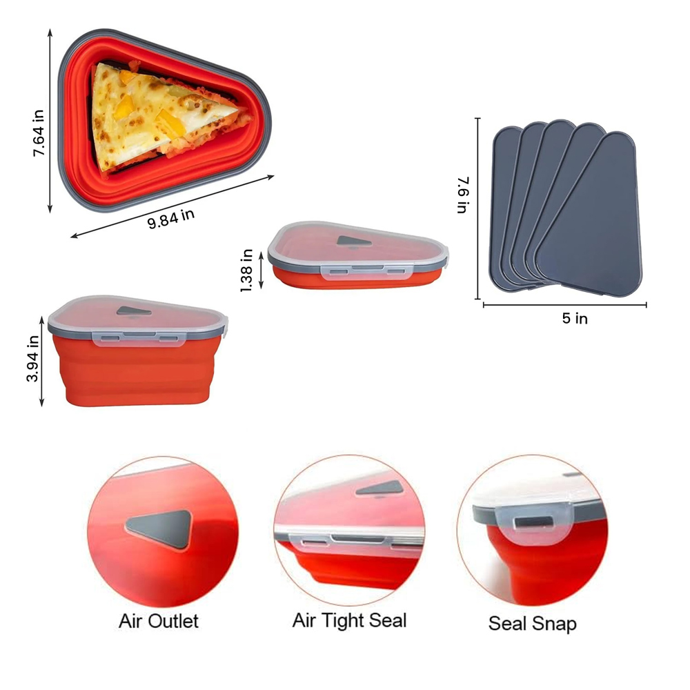 2-Pack: Collapsible Adjustable The Perfect Reusable Pizza Storage Container with 5 Microwavable Serving Trays