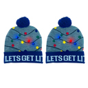 Litmis 2-Pack: Colorful Warm LED Christmas Holiday Pom Pom Beanie Hat Winter Knit