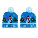 Merry Xmas 2-Pack: Colorful Warm LED Christmas Holiday Pom Pom Beanie Hat Winter Knit