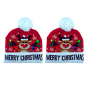 Reindeer 2-Pack: Colorful Warm LED Christmas Holiday Pom Pom Beanie Hat Winter Knit