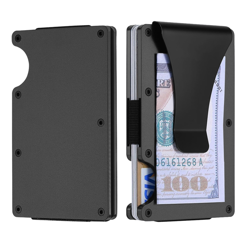 2-Pack: RFID Blocking Minimalist Scratch Resistant Slim Credit Card Holder Wallet With Easily Removable Money Clip for Men