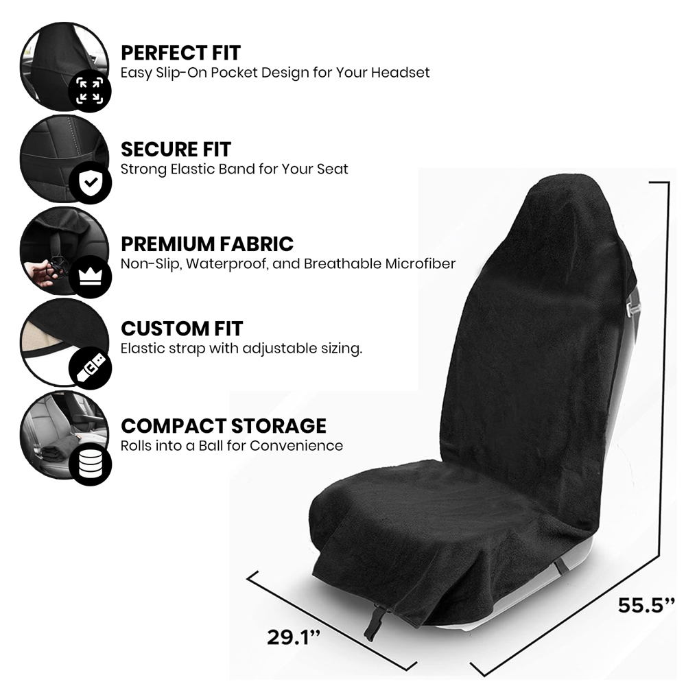 2-Pack: Universal Waterproof Sweating After Workout Car Seat Cover for Post Gym, Running, Swimming, Beach and Hiking, Universal Fit Non-Slip Bucket Seat Protector for Cars SUV Trucks