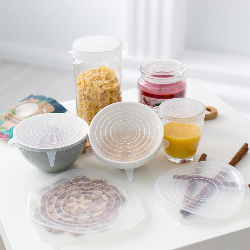 12-Pack: Reusable Silicone Stretch Container Lids Covers For Food Storage - Fit Most Containers