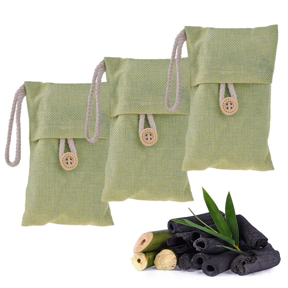 3-PACK:  Bamboo Charcoal Air Purifying Bags Removes Odors and Moisture, Nature Fresh Air  for Home, Car, Pets, Bathroom, Basement