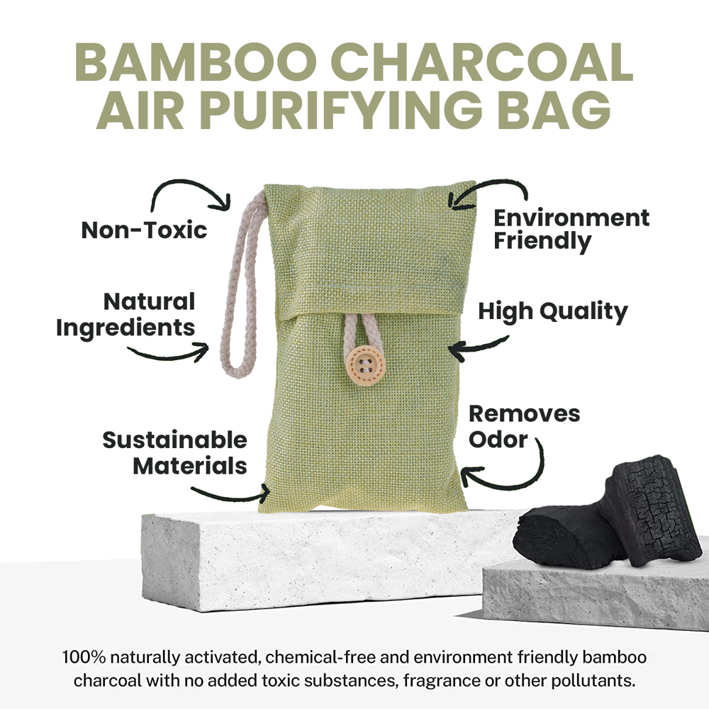 3-PACK:  Bamboo Charcoal Air Purifying Bags Removes Odors and Moisture, Nature Fresh Air  for Home, Car, Pets, Bathroom, Basement