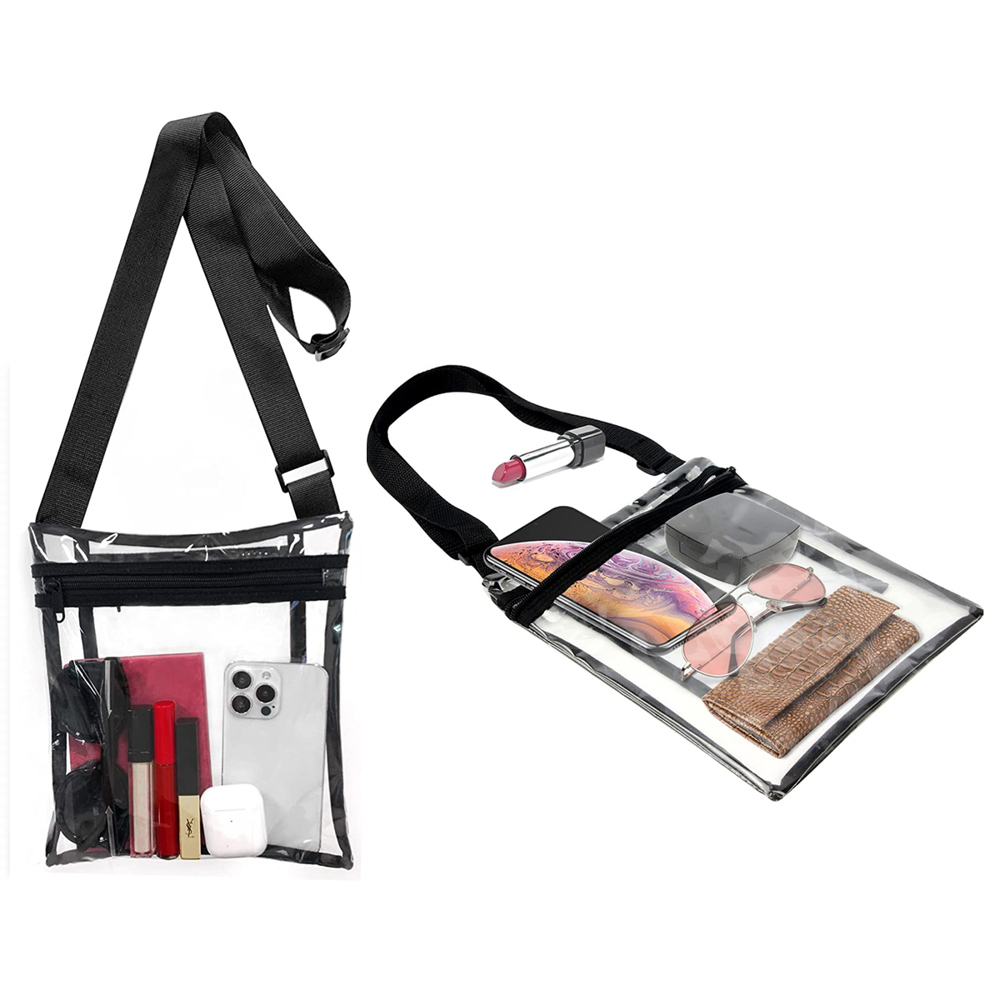 2-Pack: Stadium Approved Clear Crossbody Bag Purse with Adjustable Strap For Men and Women