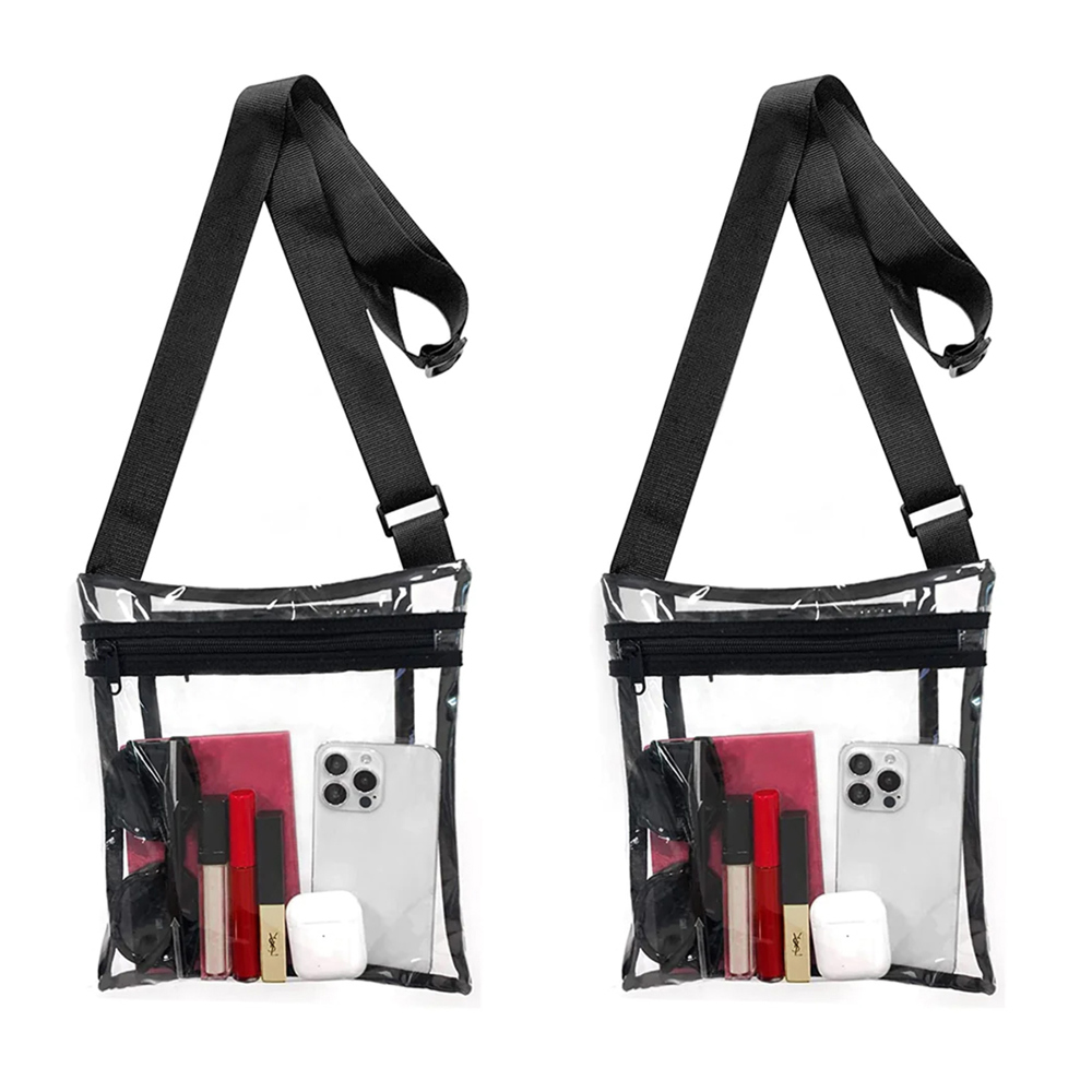 2-Pack: Stadium Approved Clear Crossbody Bag Purse with Adjustable Strap For Men and Women