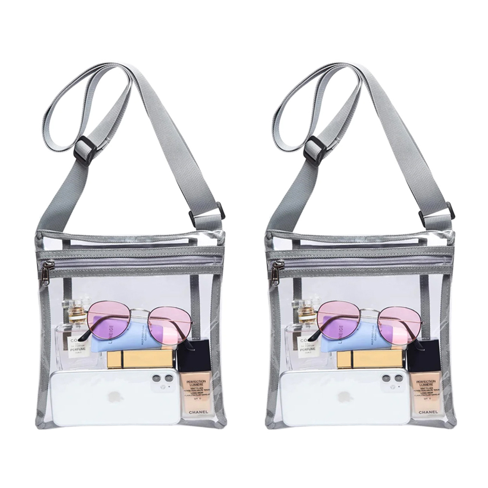 2-Pack: Stadium Approved Clear Crossbody Bag Purse with Adjustable Strap For Men and Women