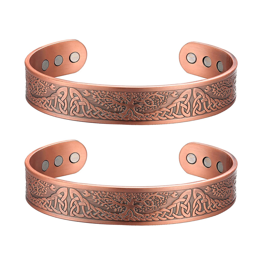 2-Pack: Adjustable Tree Of Life Magnetic Therapy Stress Anxiety Relief  Copper Bracelet