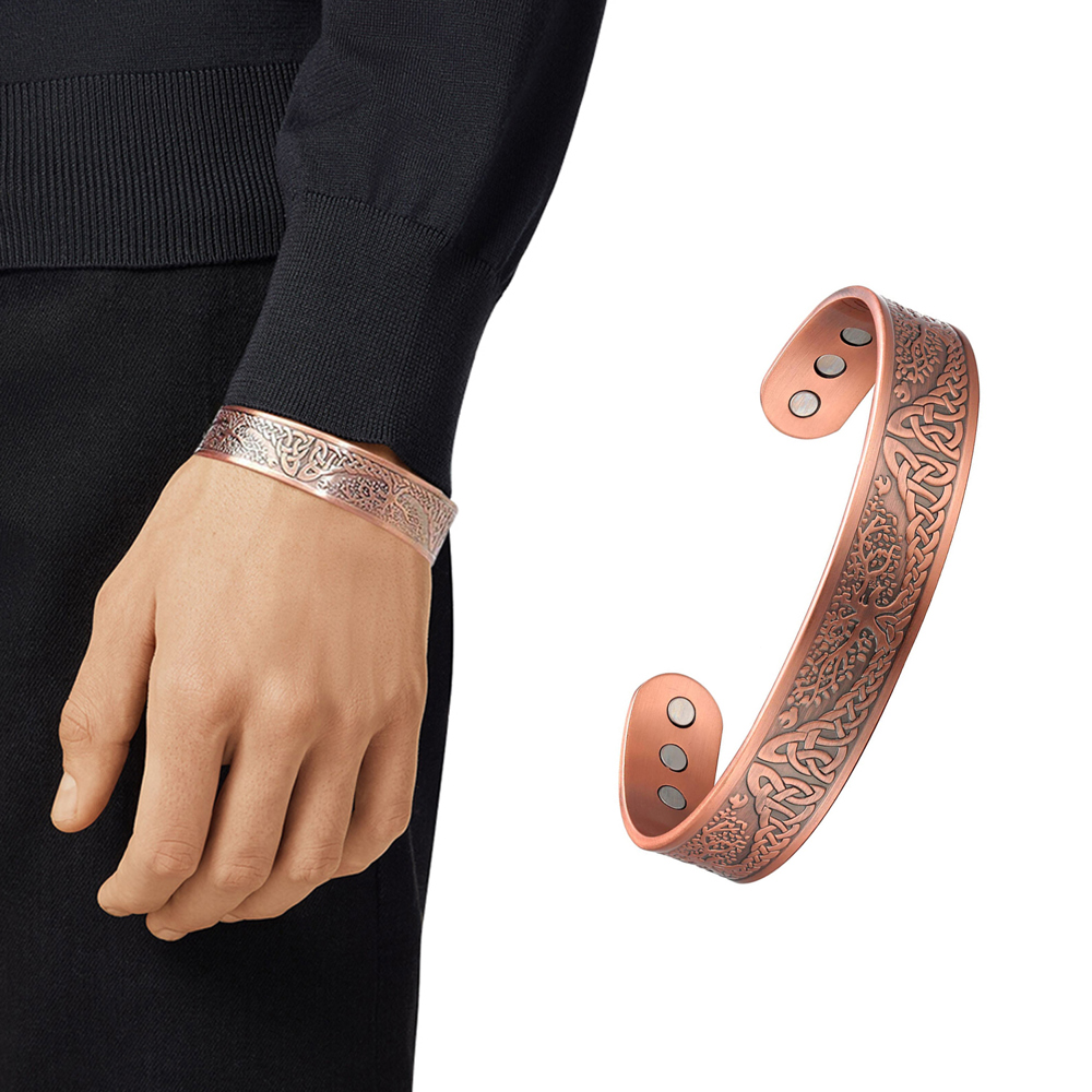 2-Pack: Adjustable Tree Of Life Magnetic Therapy Stress Anxiety Relief  Copper Bracelet