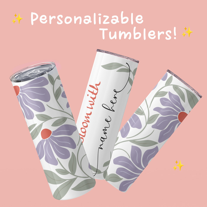 Personalized Abstract Flower Design Tumbler - Design 1