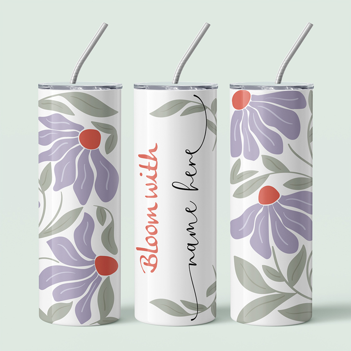 Personalized Abstract Flower Design Tumbler - Design 1