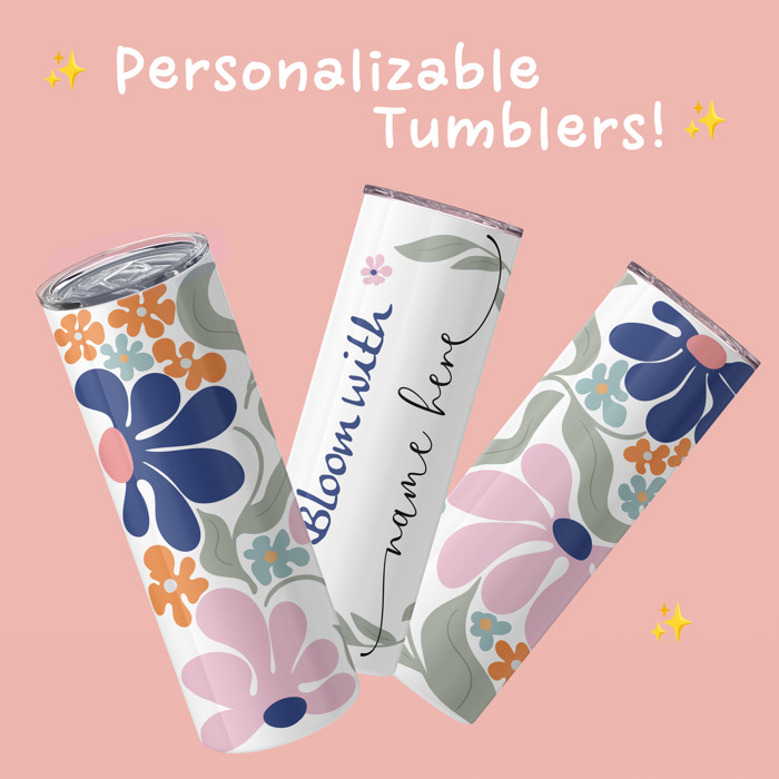 Personalized Abstract Flower Design Tumbler - Design 2