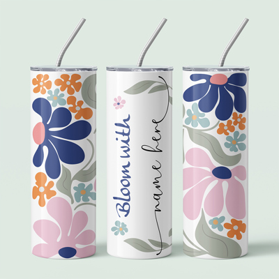 Personalized Abstract Flower Design Tumbler - Design 2