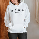 Small White  United States Name & Slogan Hoodie